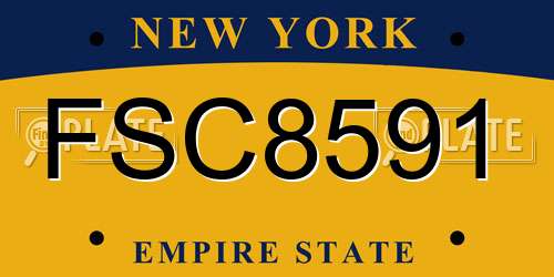 FSC8591 New York License Plate