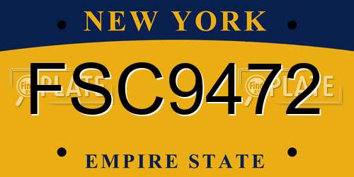 FSC9472 New York License Plate
