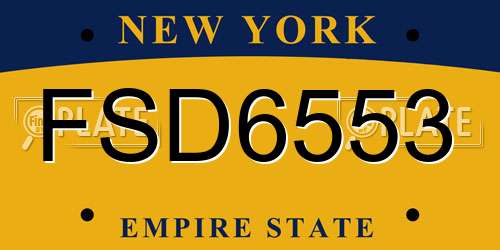 FSD6553 New York License Plate