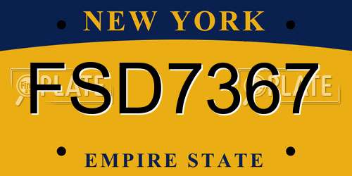 FSD7367 New York License Plate