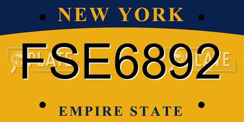 FSE6892 New York License Plate