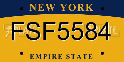FSF5584 New York License Plate