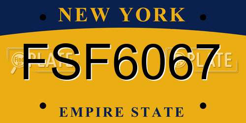 FSF6067 New York License Plate