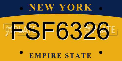 FSF6326 New York License Plate