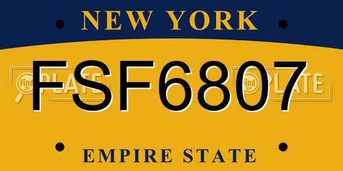 FSF6807 New York License Plate