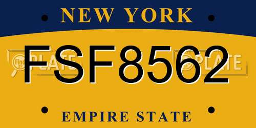 FSF8562 New York License Plate