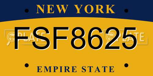 FSF8625 New York License Plate
