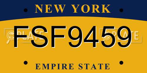 FSF9459 New York License Plate