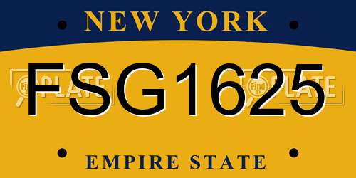 FSG1625 New York License Plate