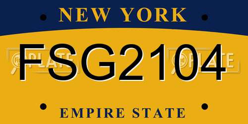 FSG2104 New York License Plate