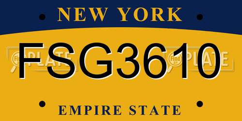 FSG3610 New York License Plate