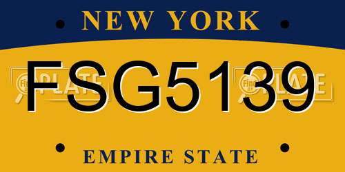 FSG5139 New York License Plate