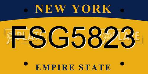 FSG5823 New York License Plate