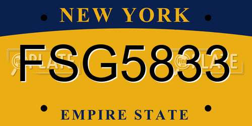 FSG5833 New York License Plate
