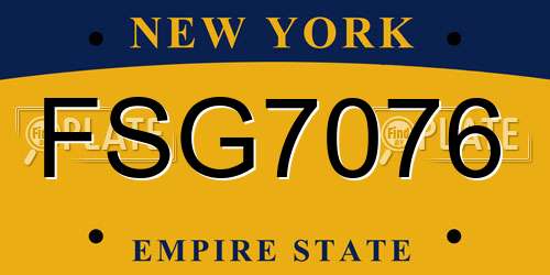 FSG7076 New York License Plate