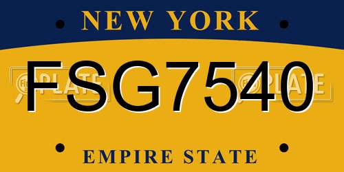 FSG7540 New York License Plate