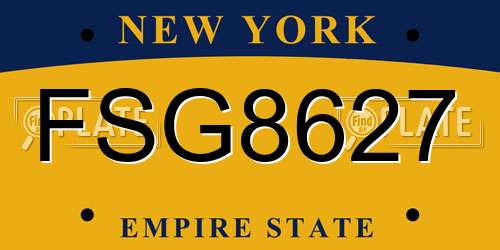FSG8627 New York License Plate