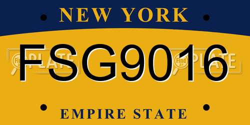 FSG9016 New York License Plate