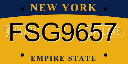 FSG9657 New York License Plate