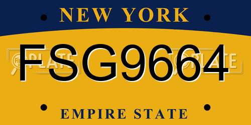 FSG9664 New York License Plate