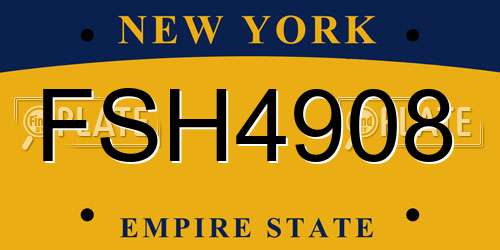 FSH4908 New York License Plate