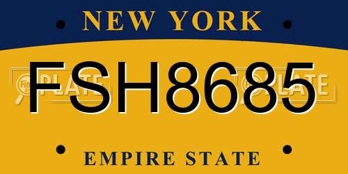 FSH8685 New York License Plate