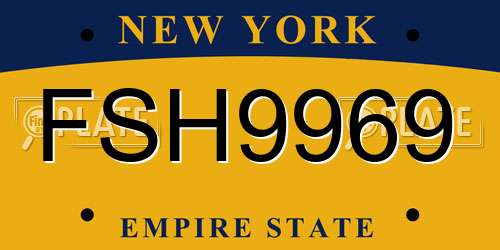 FSH9969 New York License Plate