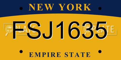 FSJ1635 New York License Plate