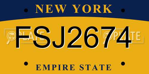 FSJ2674 New York License Plate