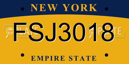 FSJ3018 New York License Plate
