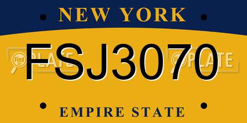 FSJ3070 New York License Plate