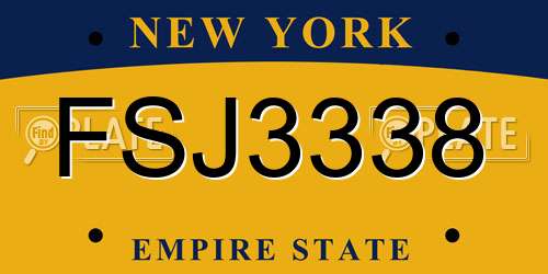 FSJ3338 New York License Plate