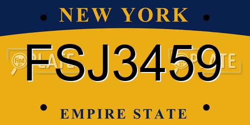 FSJ3459 New York License Plate