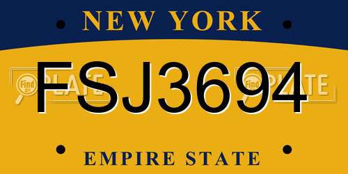FSJ3694 New York License Plate