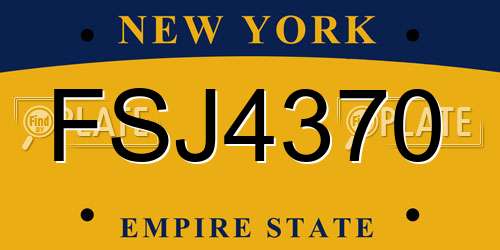 FSJ4370 New York License Plate