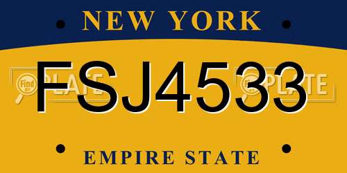 FSJ4533 New York License Plate