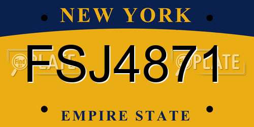 FSJ4871 New York License Plate