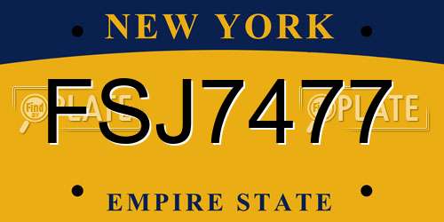 FSJ7477 New York License Plate