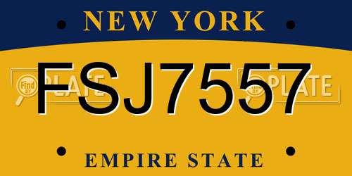 FSJ7557 New York License Plate