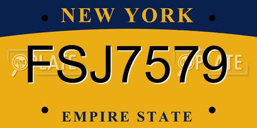 FSJ7579 New York License Plate