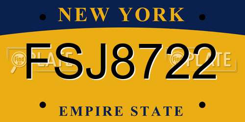 FSJ8722 New York License Plate