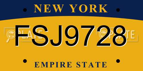 FSJ9728 New York License Plate
