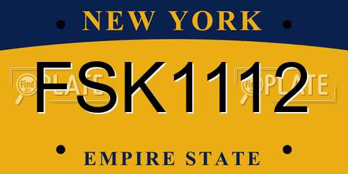 FSK1112 New York License Plate