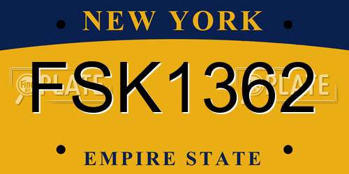FSK1362 New York License Plate
