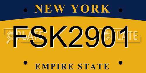 FSK2901 New York License Plate
