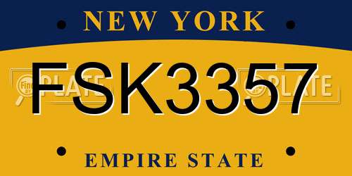 FSK3357 New York License Plate