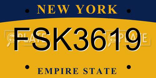 FSK3619 New York License Plate