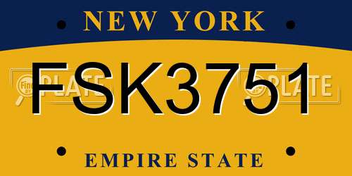 FSK3751 New York License Plate