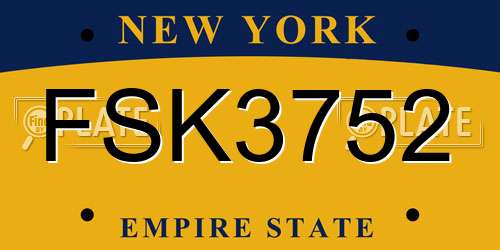 FSK3752 New York License Plate