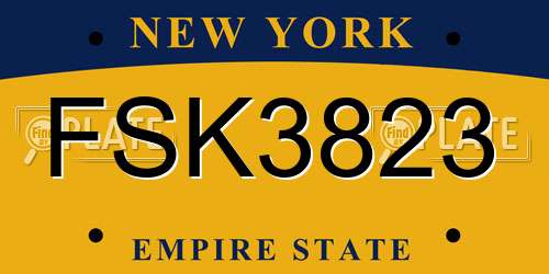 FSK3823 New York License Plate